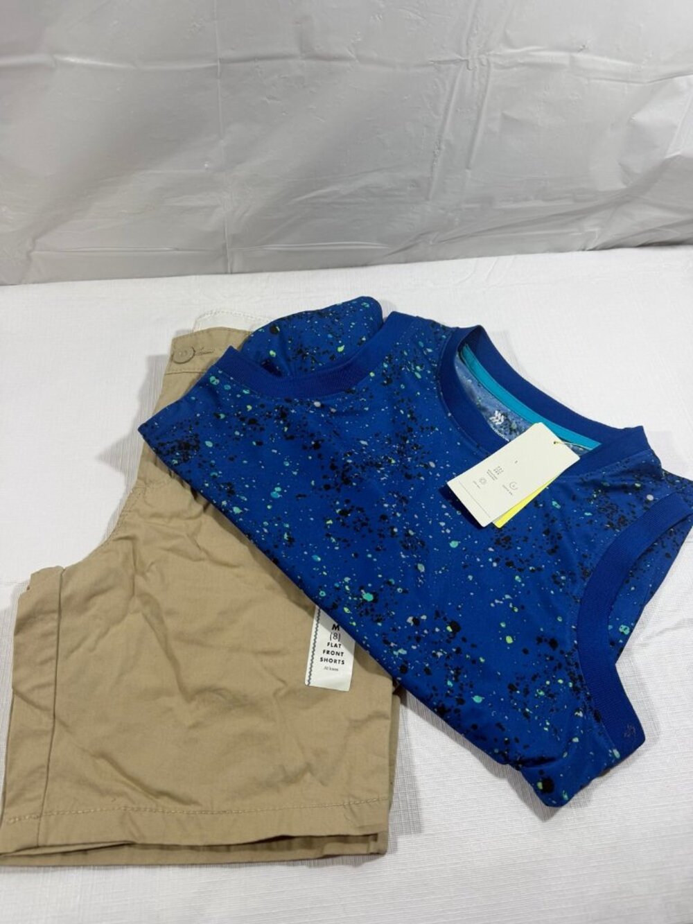 Cat & Jack Boys Khaki Shorts & All In Motion Tank Top Outfit Size 8 NWT